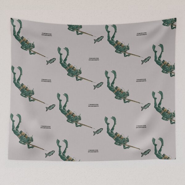 Item preview, Underwater Spearfishing Scuba Diver with Fish URM designed and sold by urmaddad.
