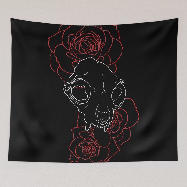 Artikelvorschau, Katzenschädel und Rosen 02 entworfen und verkauft von Ron's Designs.