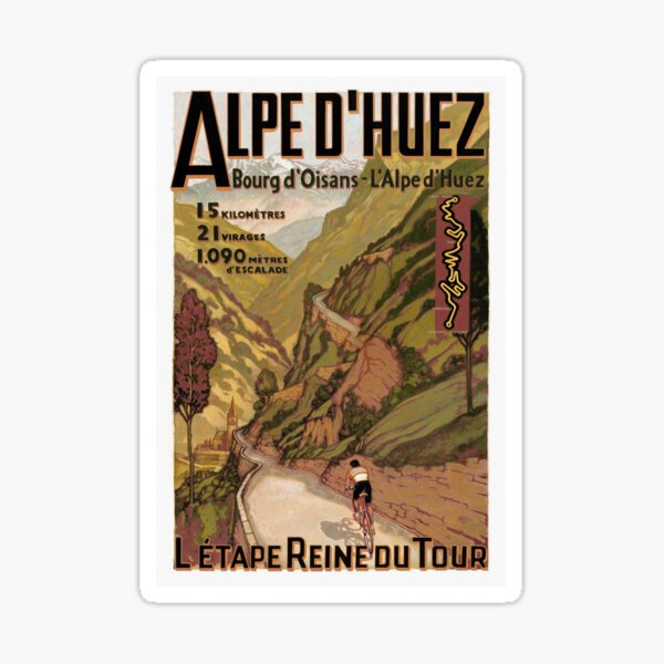 Vintage French Swiss Alps sport bicycle poster Sticker