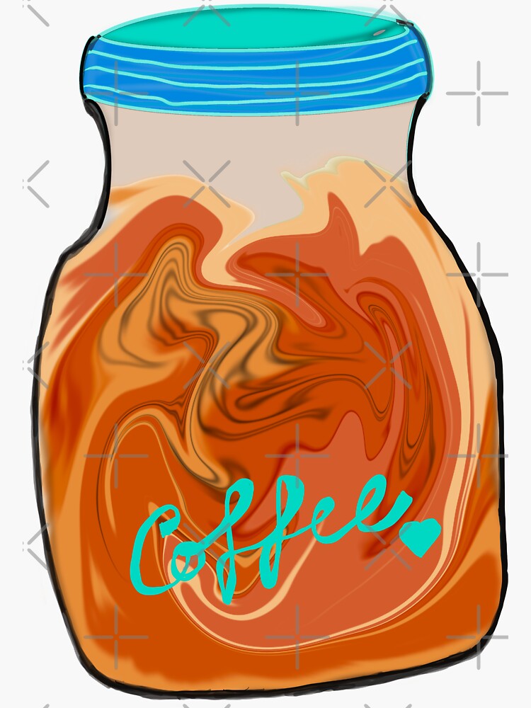 "Delicious Coffee jar cartoon sticker" Sticker for Sale by