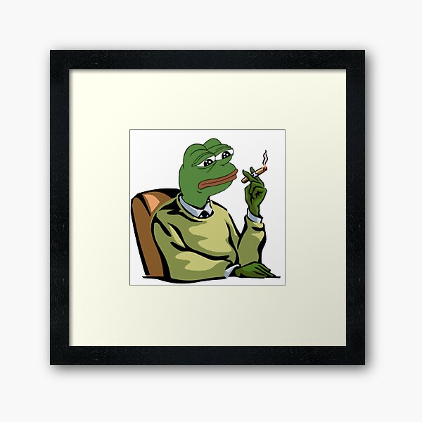 Pepe The Frog Feels Good Man Sticker Framed Art Print By Elkaito Redbubble - yoda pepe roblox