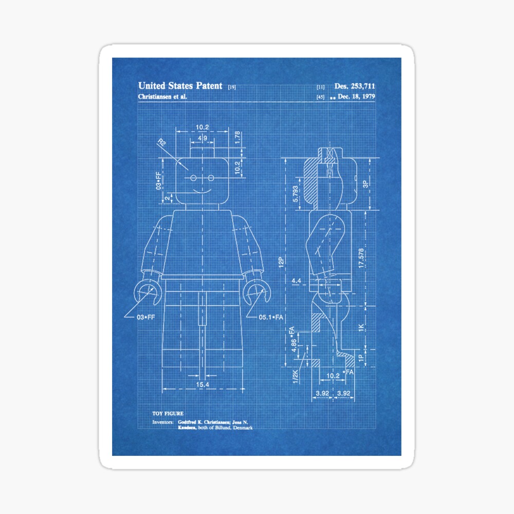 Lego Minifigure Us Patent Art Mini Figure Blueprint Poster By Geekuniverse Redbubble