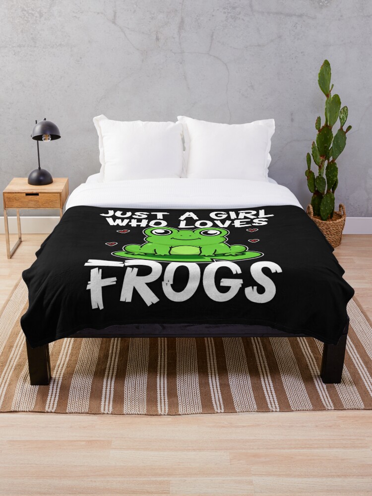 Just A Girl Who Loves Frogs Cute Green Throw Blanket for Sale by Realmuto