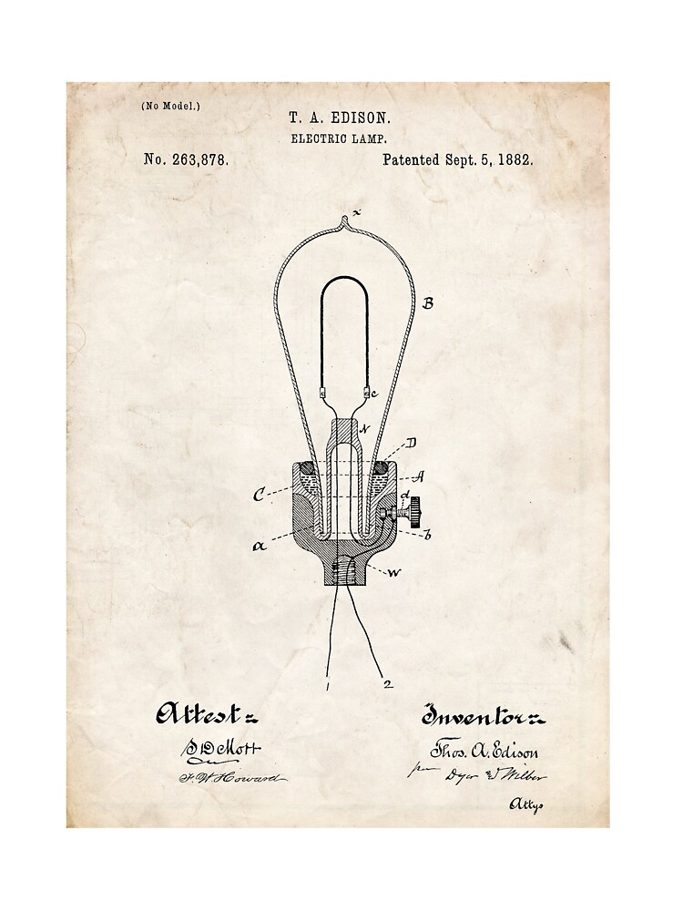 Erfindung Der Edison-Glühbirne Us-Patent Art" Kinder T-Shirt Von  Geekuniverse | Redbubble