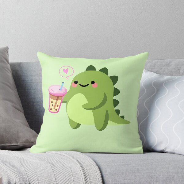 Item preview, Cute Green Dino Drinking Boba Tea - Dino Boba designed and sold by CheraeLynn.