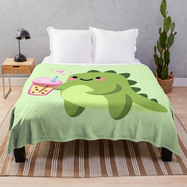 Item preview, Cute Green Dino Drinking Boba Tea - Dino Boba designed and sold by CheraeLynn.