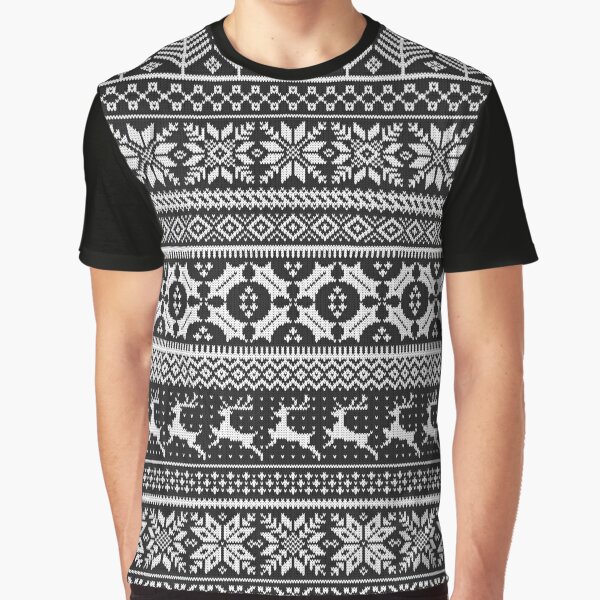 Black Fair Isle Faux Sweater Graphic T-Shirt for Sale by HakeDesign