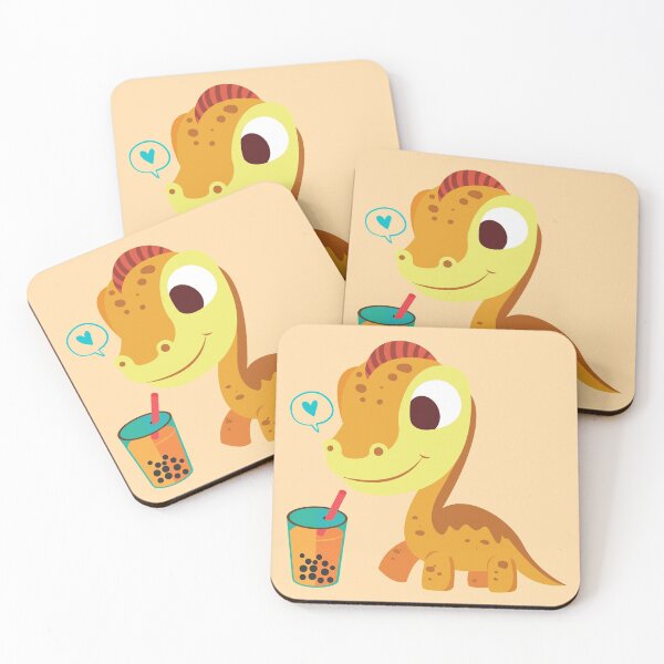 Item preview, Cute Orange Dino Drinking Orange Boba Tea - Dino Boba designed and sold by CheraeLynn.