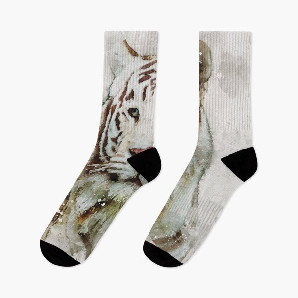 Item preview, Siberian White Tiger watercolour digital portrait designed and sold by Gerald Waters.