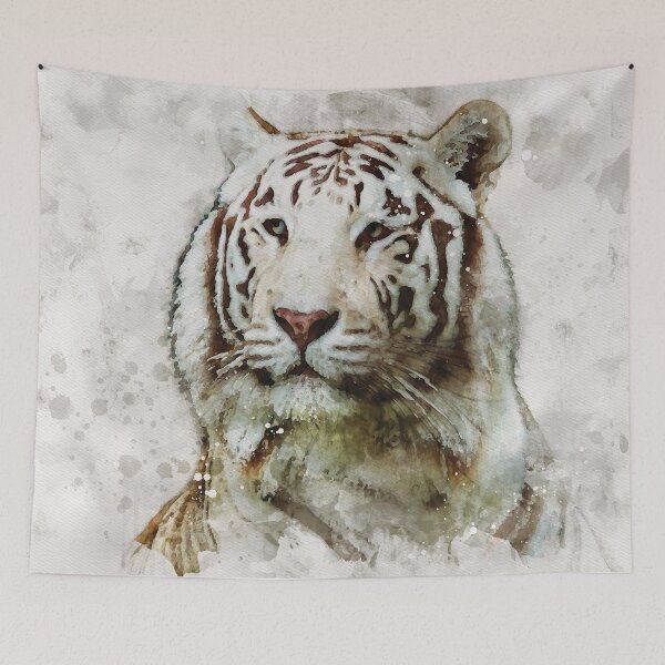 Artikelvorschau, Digitales Porträt des sibirischen weißen Tigeraquarells entworfen und verkauft von Gerald Waters.