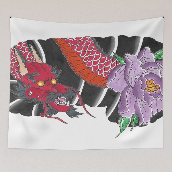 Artikelvorschau, Japanischer Drache und Pfingstrose entworfen und verkauft von Bwolff97.
