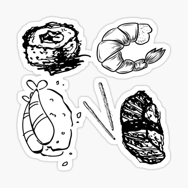 Sushi - black and white. Sticker