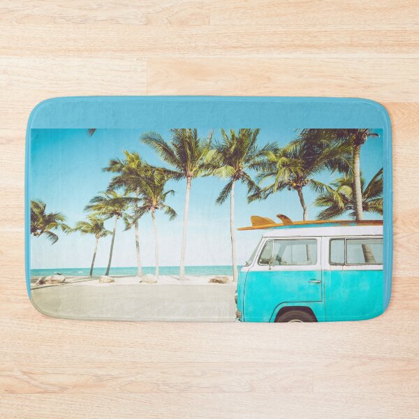 Item preview, Vintage Car Parked Tropical Beach With Surfboard Roof designed and sold by paradiskt.