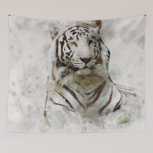 Artikelvorschau, Digitales Porträt des sibirischen weißen Tigeraquarells entworfen und verkauft von Gerald Waters.
