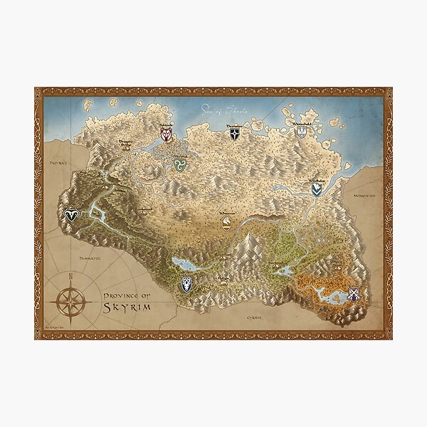 Tamriel - Skyrim Map Photographic Print