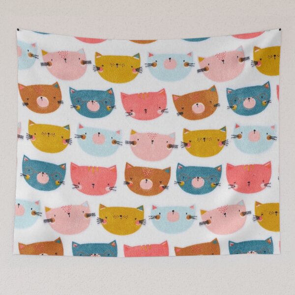 Aperçu de l'œuvre Velveteen Nicky Cheerful cats - Blanc créée et vendue par jwebmarket.