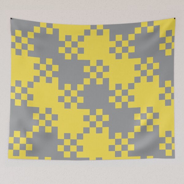 Item preview, Checkered tiles in a minimal pattern in yellow and gray designed and sold by acidmit.