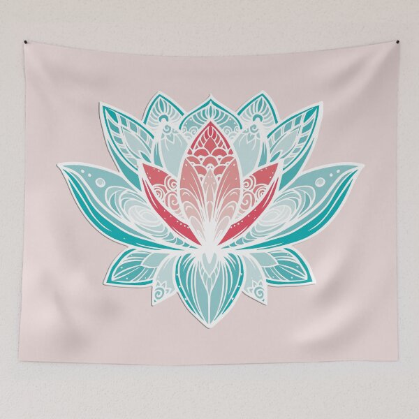 Item preview, Lotus Mandala (Teal and Raspberry Red) designed and sold by squishyrainbow.