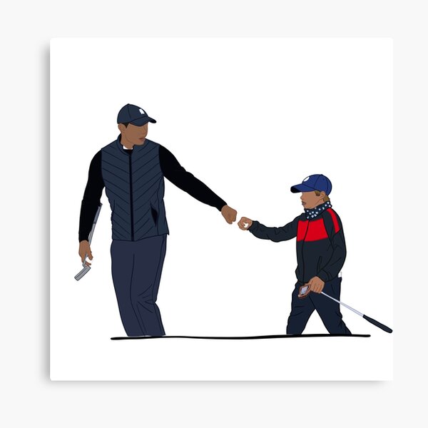 Tiger Woods and Charlie Woods Fist Bump Canvas Print
