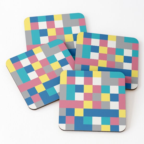 Item preview, Abstract mosaic with checkered tiles in random yellow and gray color palette variation designed and sold by acidmit.