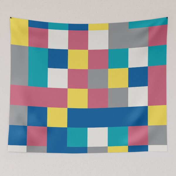Item preview, Abstract mosaic with checkered tiles in random yellow and gray color palette variation designed and sold by acidmit.