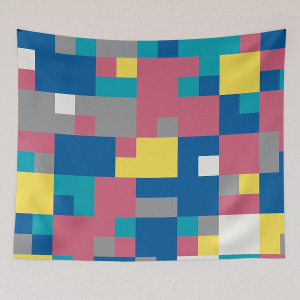Item preview, Abstract mosaic with checkered tiles in random yellow and gray color palette variation designed and sold by acidmit.