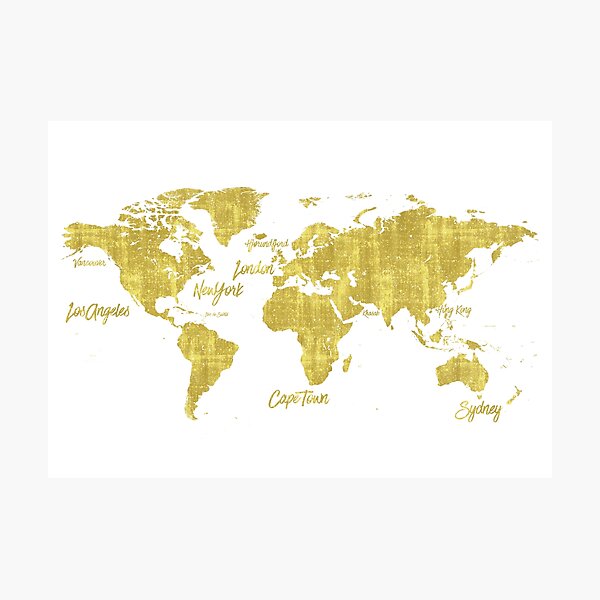 gold world map treasure photographic print by pranatheory redbubble