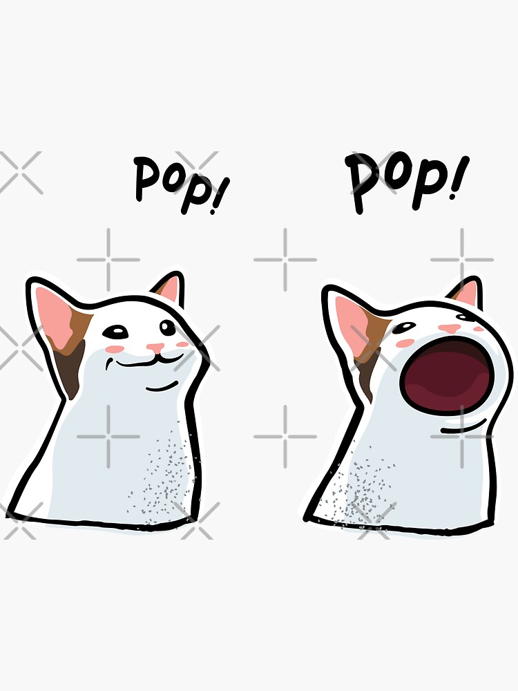 "Popping Cat Meme / Pop Cat / PopCat" Sticker By Coolintent | Redbubble