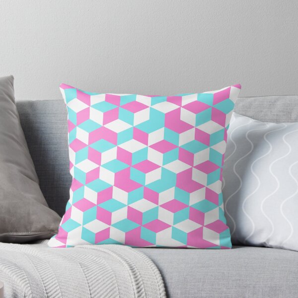 Item preview, pink, blue and white cubes pattern designed and sold by Kritika 99.