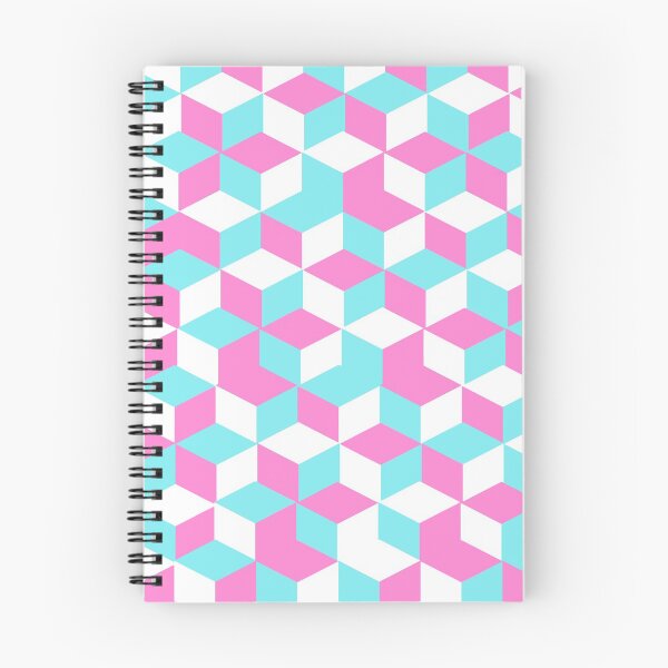 Item preview, pink, blue and white cubes pattern designed and sold by Kritika 99.