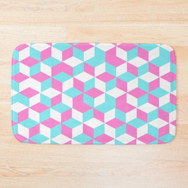 Item preview, pink, blue and white cubes pattern designed and sold by Kritika 99.