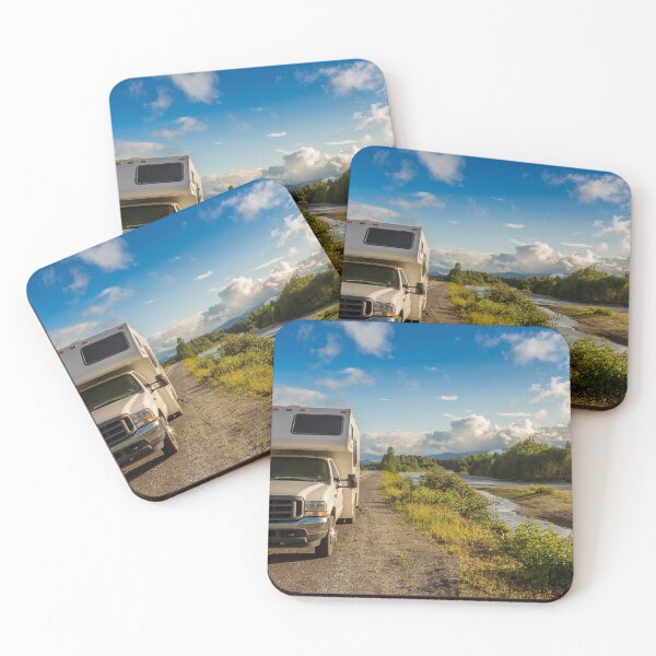 Item preview, Campervan parked beside the Kitimat River in the evening sun. designed and sold by SnapTPhotograph.