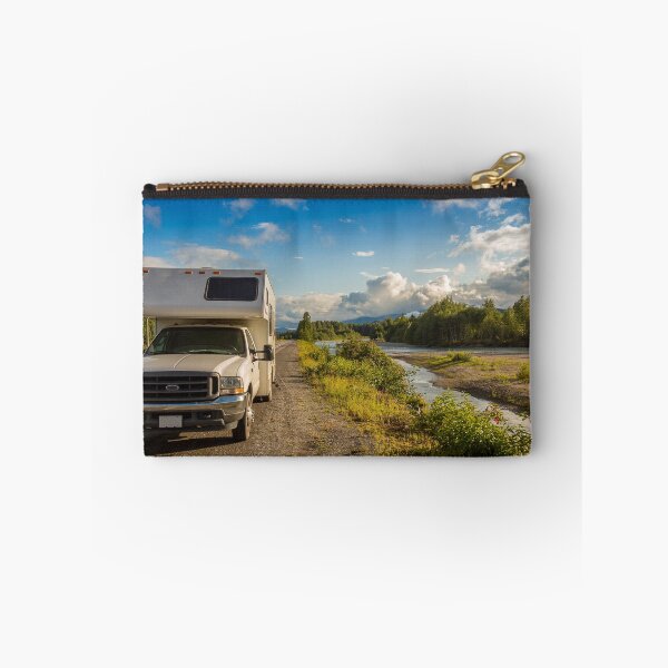 Item preview, Campervan parked beside the Kitimat River in the evening sun. designed and sold by SnapTPhotograph.