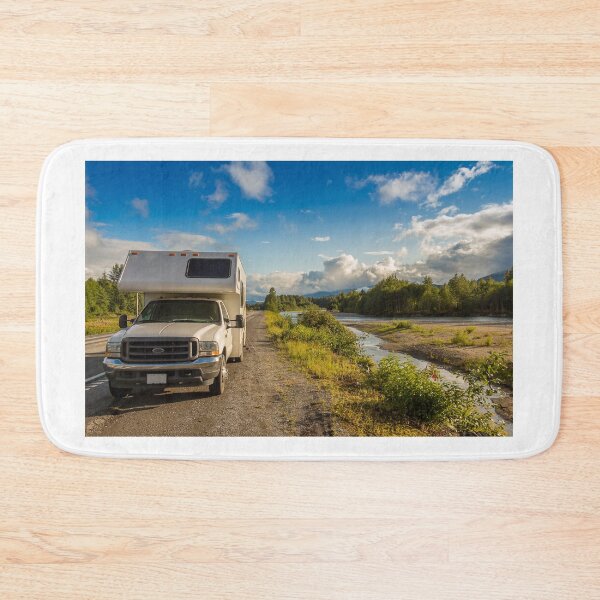 Item preview, Campervan parked beside the Kitimat River in the evening sun. designed and sold by SnapTPhotograph.