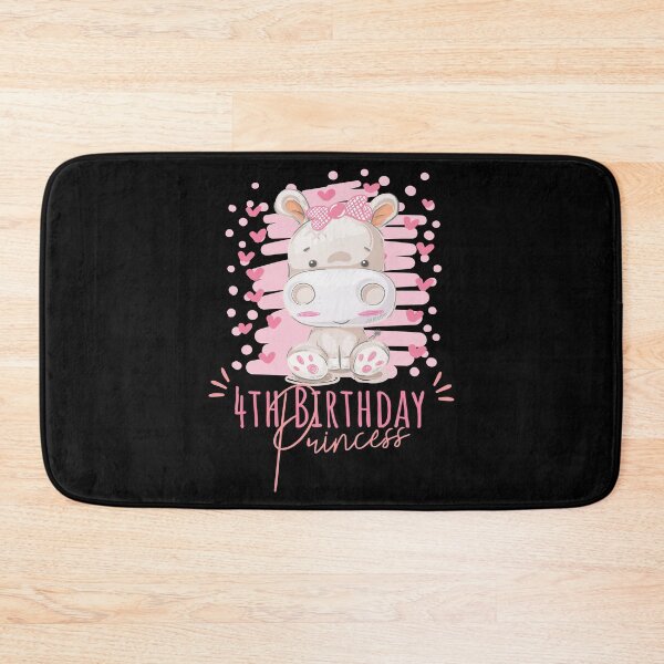 Item preview, 4th Birthday Princess Girl 4 Years Old Hippo Lover B-Day graphic designed and sold by Grabitees.