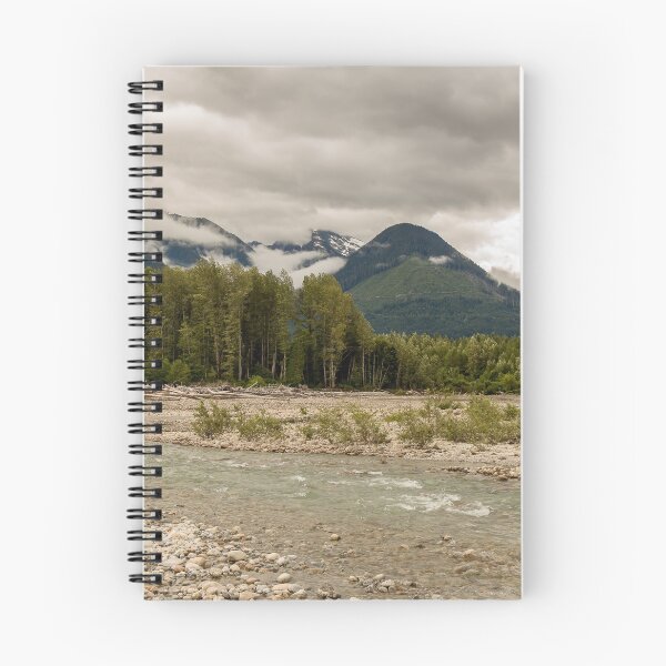 Item preview, Braided river channel with woodland and mountains in the distance, on an overcast day, Skeena River, British Columbia, Canada. designed and sold by SnapTPhotograph.