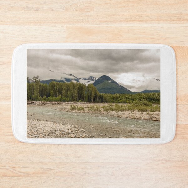 Item preview, Braided river channel with woodland and mountains in the distance, on an overcast day, Skeena River, British Columbia, Canada. designed and sold by SnapTPhotograph.