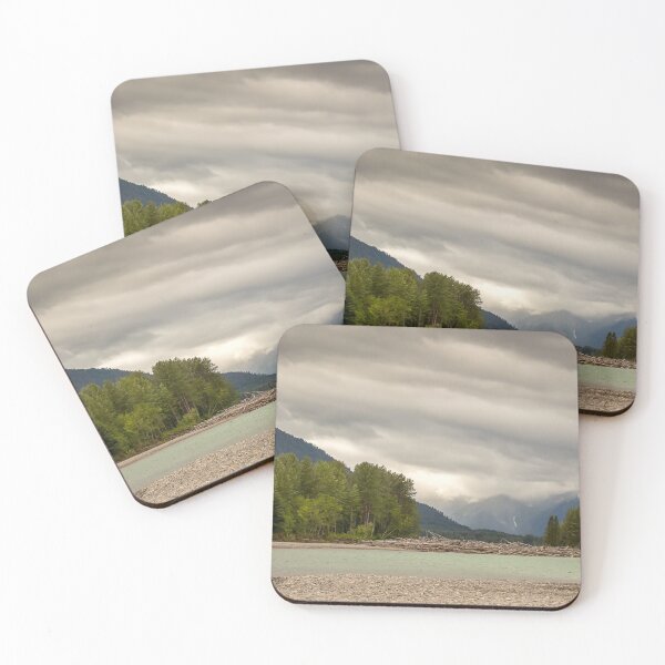 Item preview, Flat, glacial blue back channel on the Skeena River at Gravel Yard Point, Terrace, British Columbia, Canada designed and sold by SnapTPhotograph.