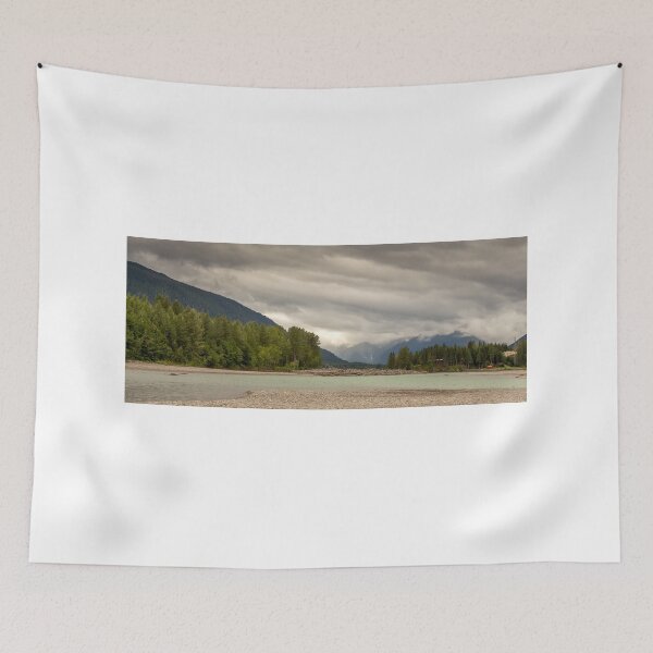 Item preview, Flat, glacial blue back channel on the Skeena River at Gravel Yard Point, Terrace, British Columbia, Canada designed and sold by SnapTPhotograph.