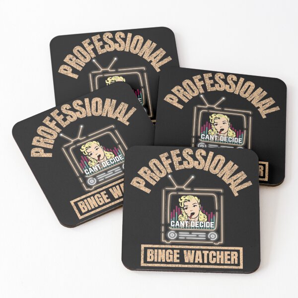 Item preview, PROFESSIONAL BINGE WATCHER round RETRO designed and sold by ThemeBros.