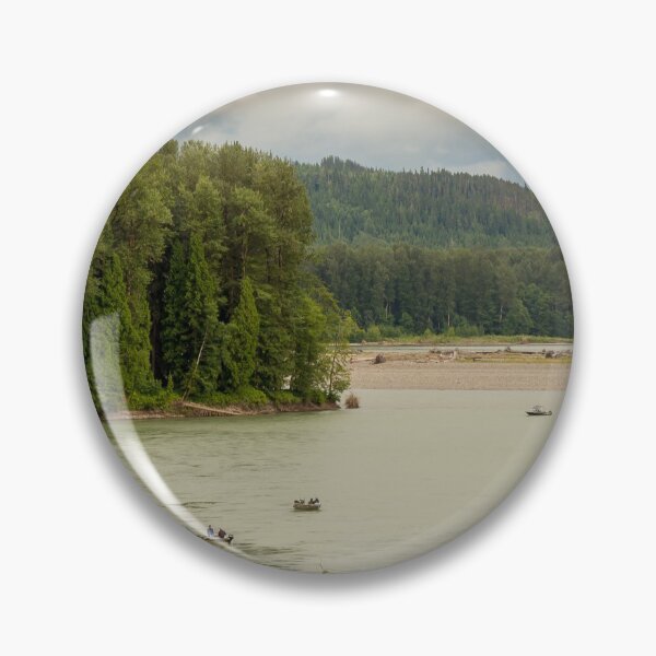 Item preview, Fishermen fishing for salmon on the Skeena River below Terrace, during a cloudy day in summer, in British Columbia, Canada designed and sold by SnapTPhotograph.