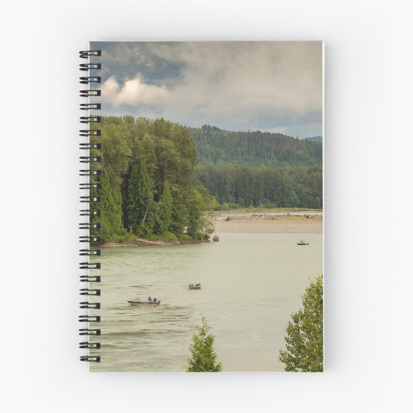 Item preview, Fishermen fishing for salmon on the Skeena River below Terrace, during a cloudy day in summer, in British Columbia, Canada designed and sold by SnapTPhotograph.