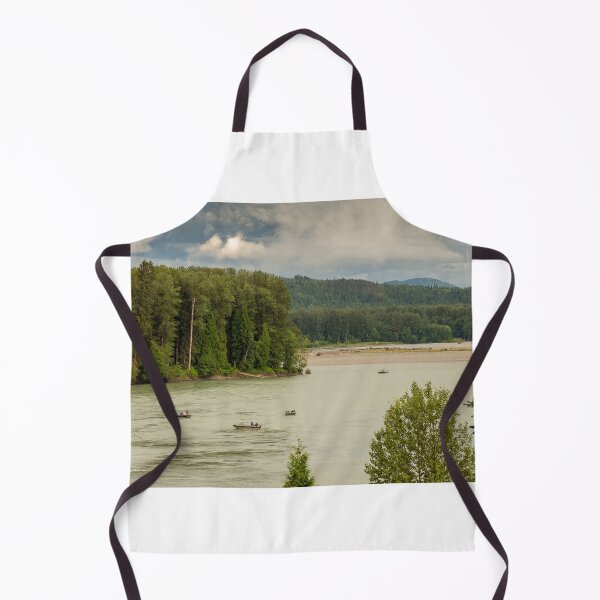 Item preview, Fishermen fishing for salmon on the Skeena River below Terrace, during a cloudy day in summer, in British Columbia, Canada designed and sold by SnapTPhotograph.