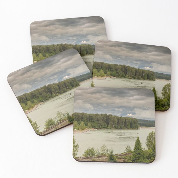 Item preview, Fishermen fishing for salmon on the Skeena River below Terrace, during a cloudy day in summer, beside the CN Railway Line. designed and sold by SnapTPhotograph.