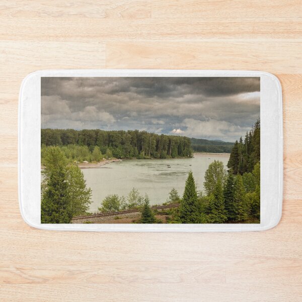 Item preview, Fishermen fishing for salmon on the Skeena River below Terrace, during a cloudy day in summer, beside the CN Railway Line. designed and sold by SnapTPhotograph.