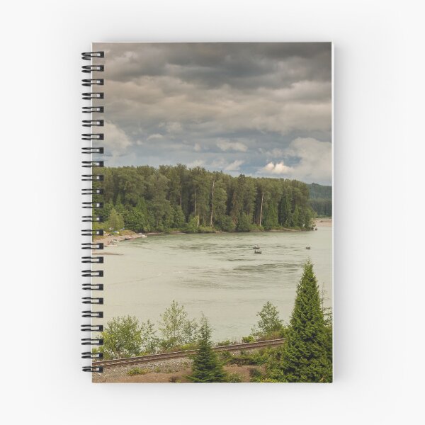 Item preview, Fishermen fishing for salmon on the Skeena River below Terrace, during a cloudy day in summer, beside the CN Railway Line. designed and sold by SnapTPhotograph.