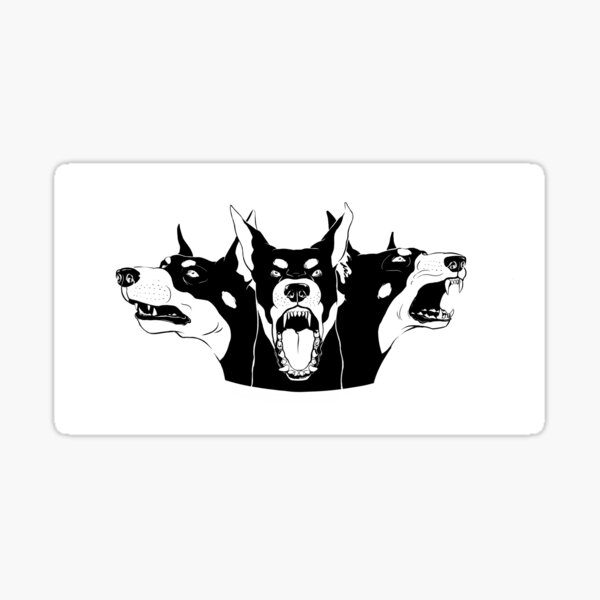 "Quiet Dog Bite Hard (Cerberus) " Sticker for Sale by pigmartyr Redbubble