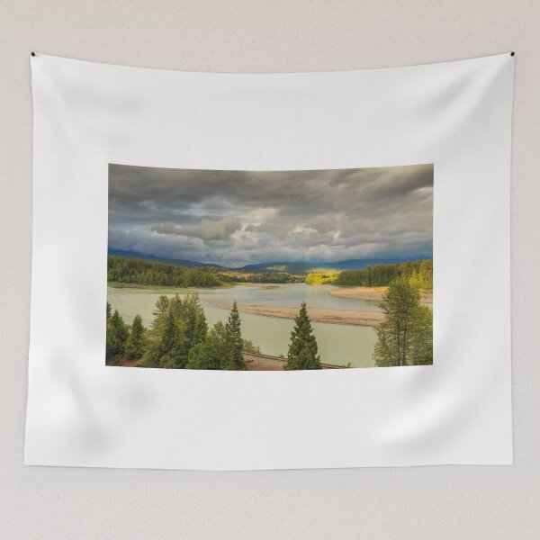 Item preview, Looking upstream on the Skeena River towards Terrace, beside the CN Railway Line. designed and sold by SnapTPhotograph.