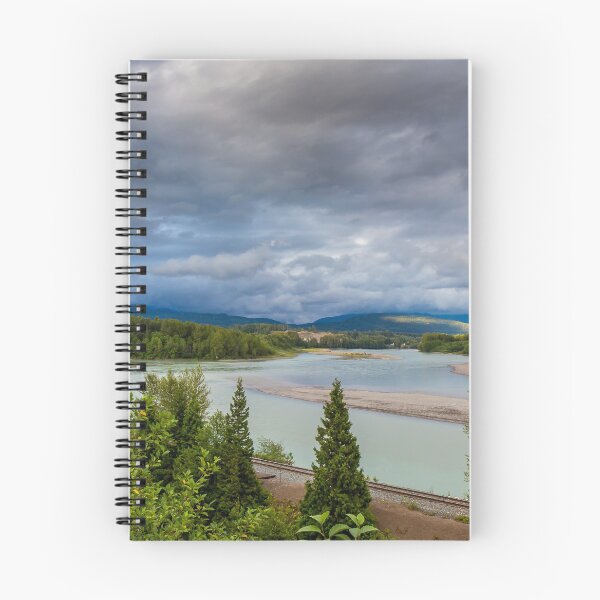 Item preview, Looking upstream on the Skeena River towards Terrace, at the Kalum River confluence, beside the CN Railway Line. designed and sold by SnapTPhotograph.
