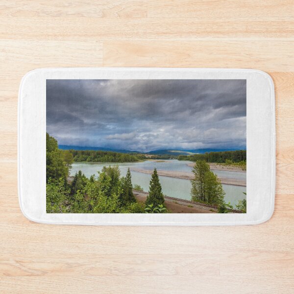 Item preview, Looking upstream on the Skeena River towards Terrace, at the Kalum River confluence, beside the CN Railway Line. designed and sold by SnapTPhotograph.
